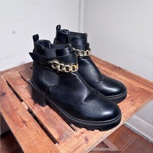 Women’s Platform Chelsea Ankle Boots with Chain Detail